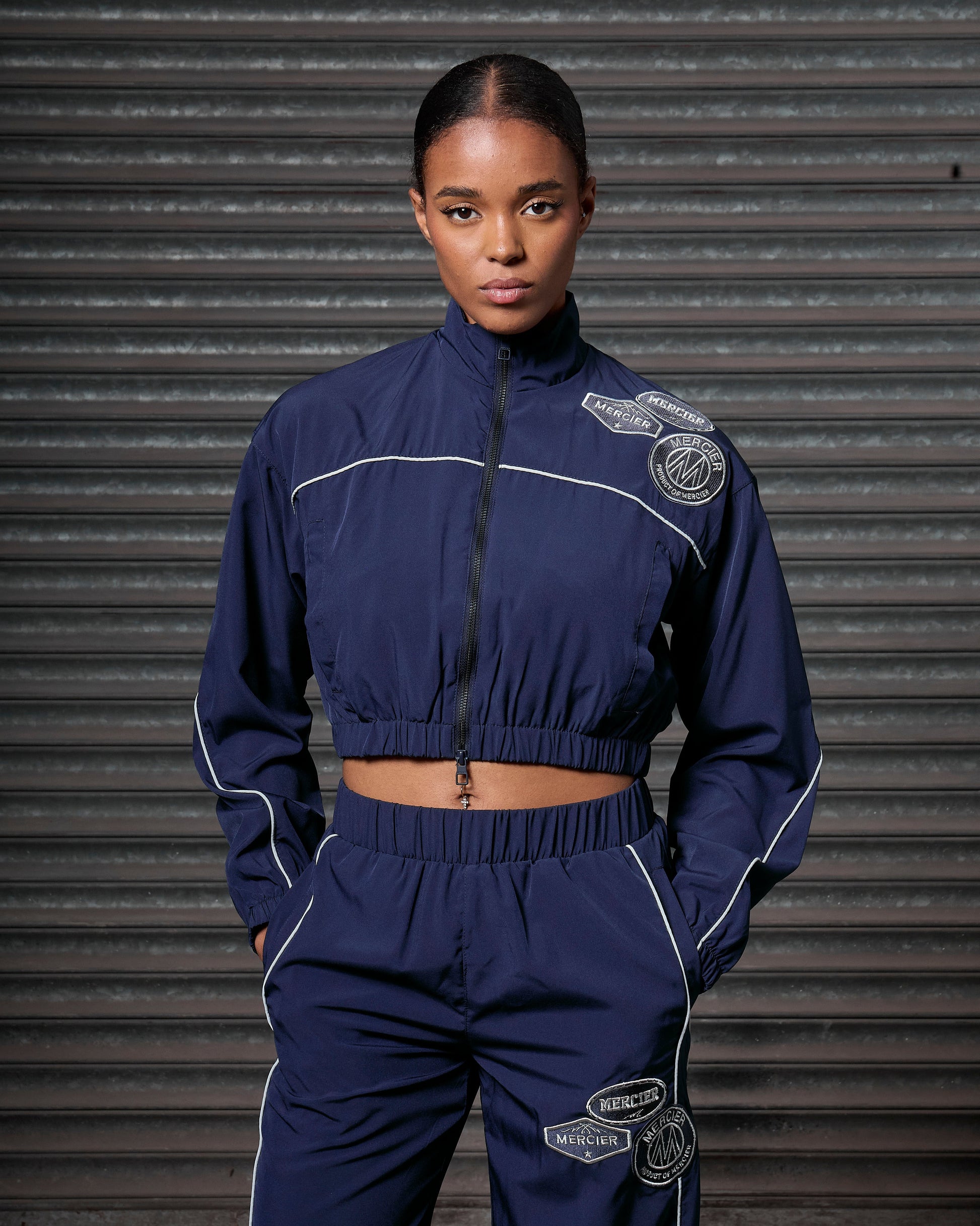 Mercier women's navy piping track jacket