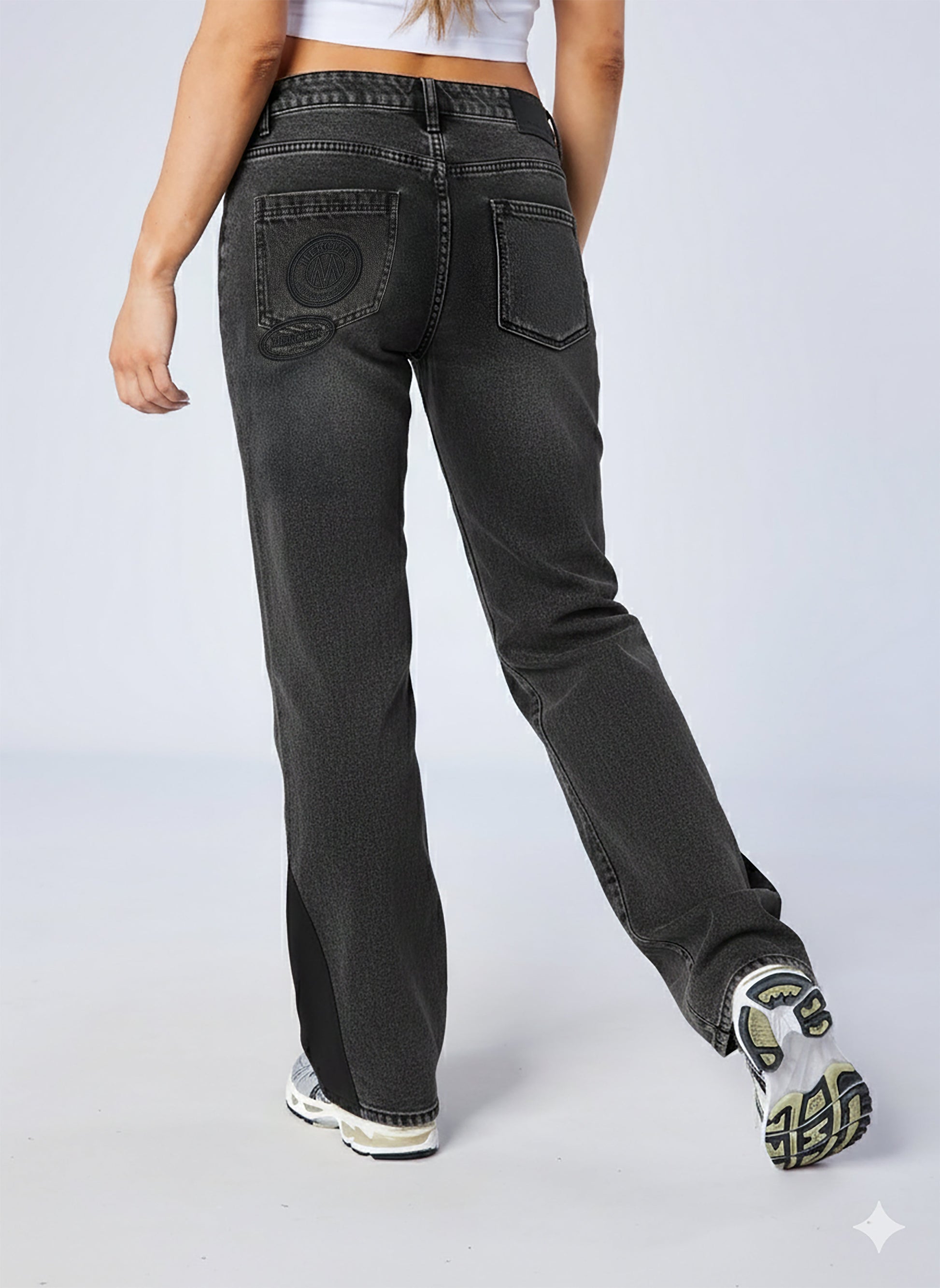 Mercier women's raw edge black denim jeans