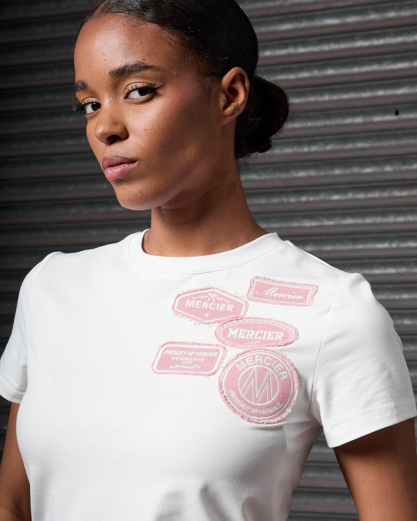 Mercier women's white pink OG baby tee