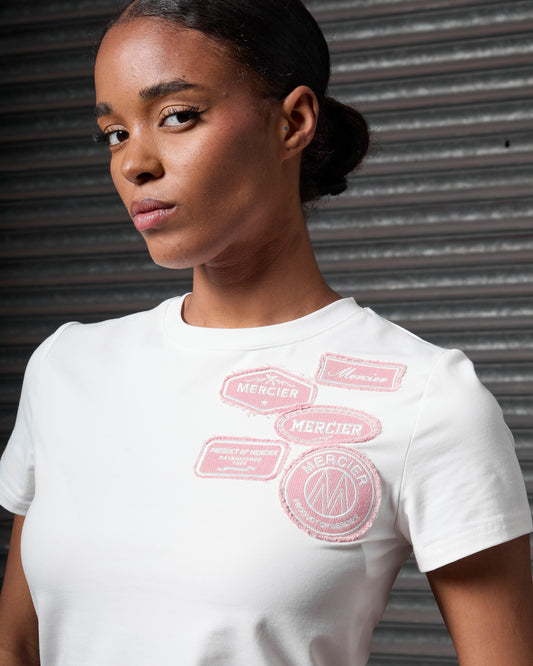 Mercier women's white pink OG baby tee