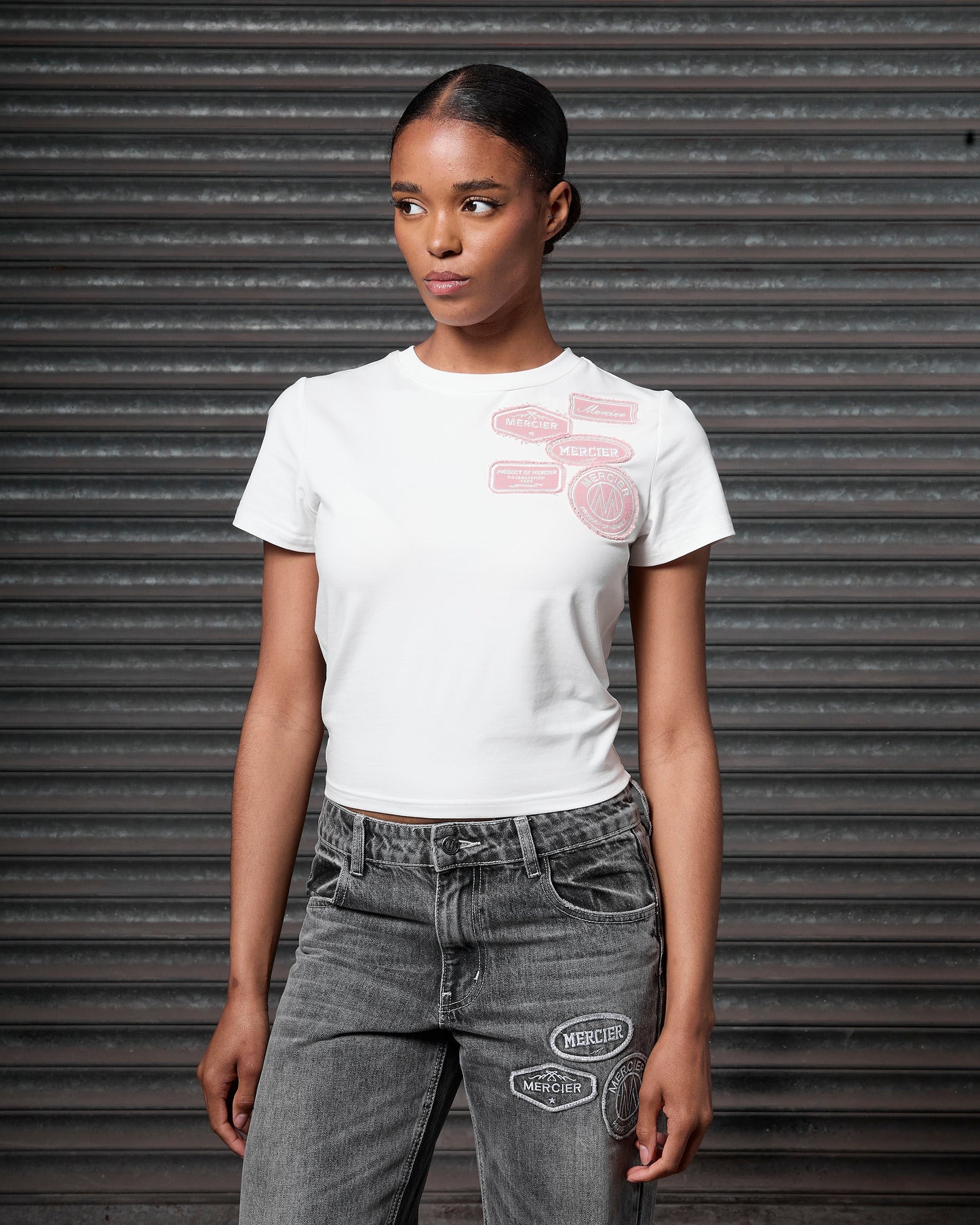 Mercier women's white pink OG baby tee
