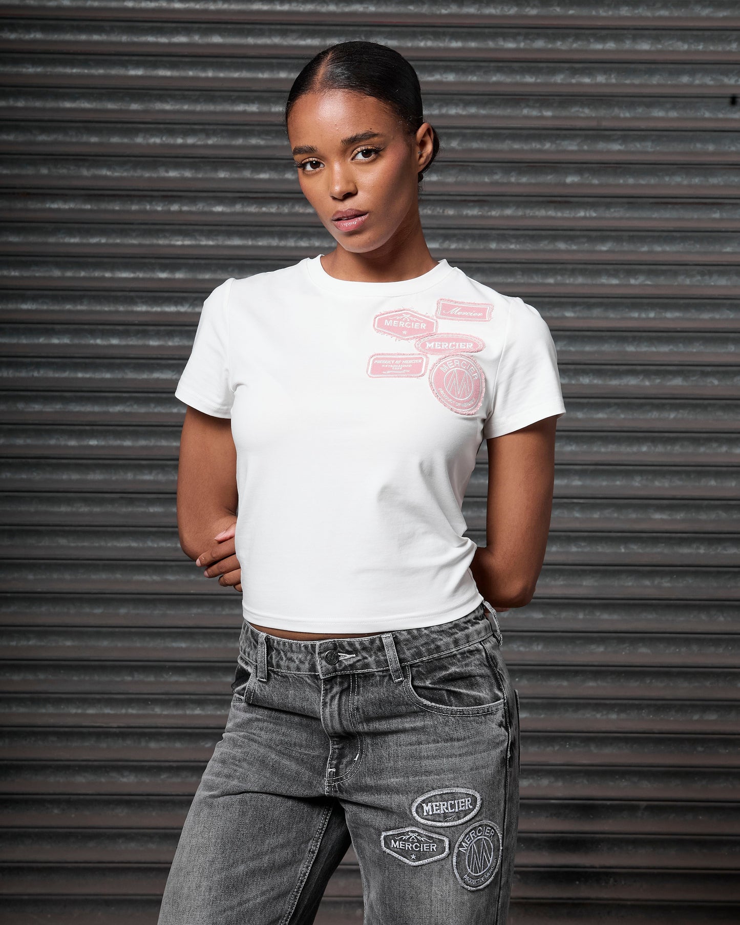 Mercier women's white pink OG baby tee