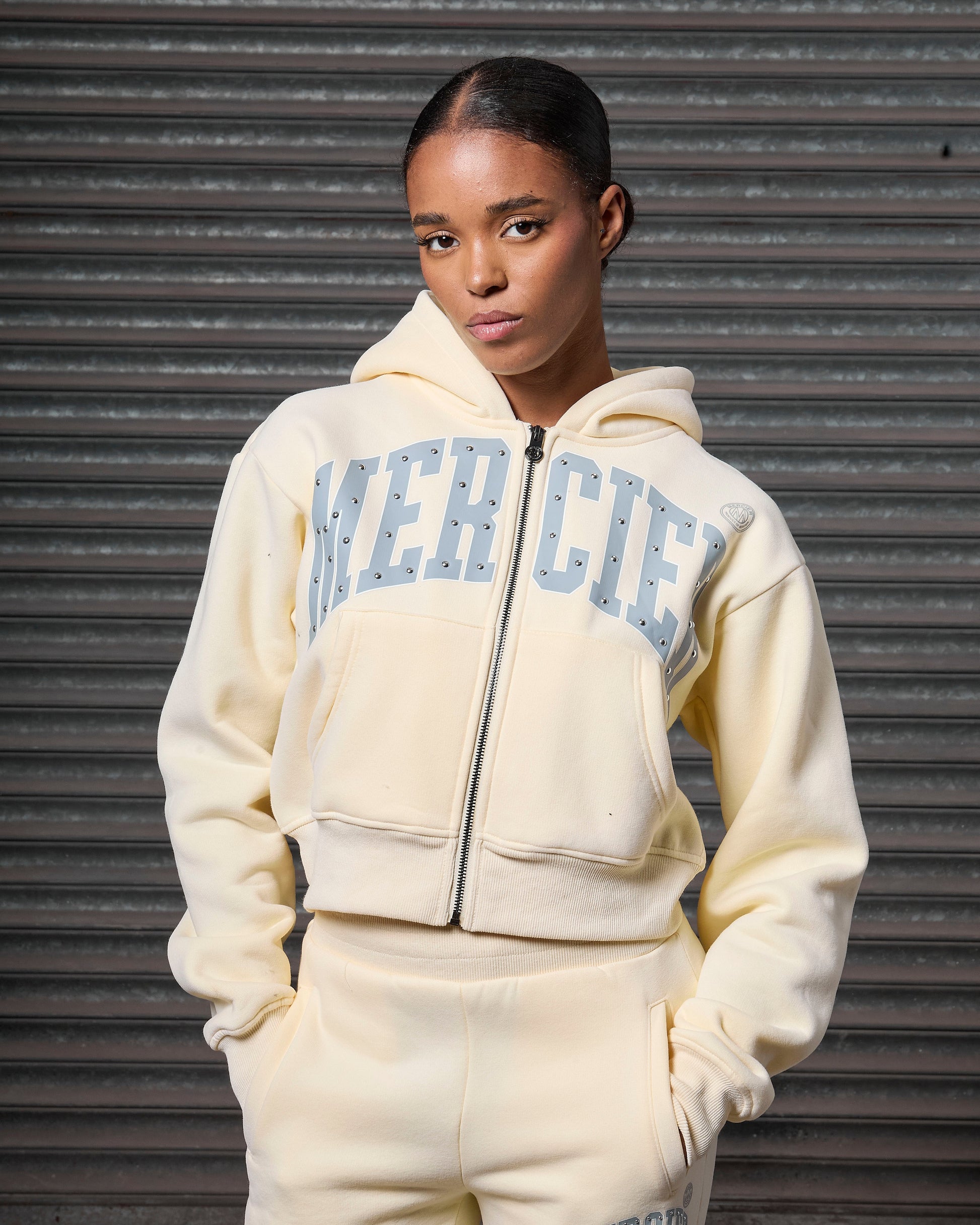 Mercier women's yellow studded hood